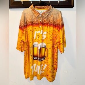 Obnoxious Golf Yellow Beer-Themed Men's  Golf Shirt Size 2XL